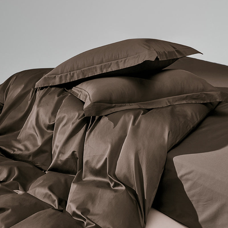 WEICH 1000TC Bedsheet Set | With Quilt Cover | 100% Combed Cotton | Soft Touch | Earth Coffee