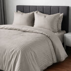 1200TC | Silky | Embossed Micro Satin | Bedsheet Set | Warm Ivory
