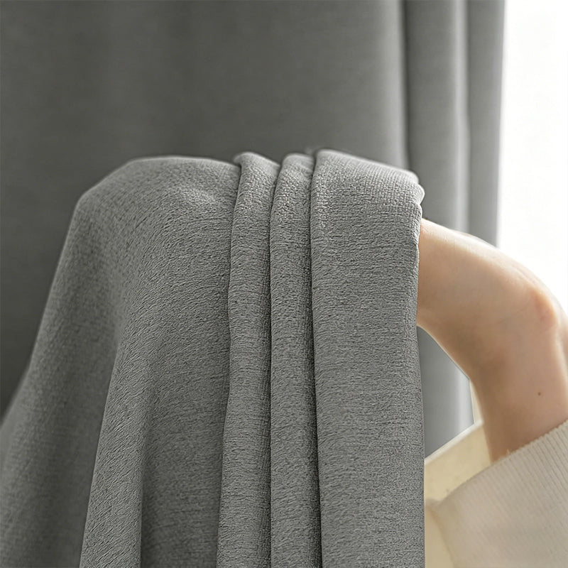 WEICH Luxury Blackout Curtains | Elegant Silk Linen Drapes | Linen Grey