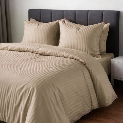 1200TC | Silky | Embossed Micro Satin | Bedsheet Set | Champagne Beige
