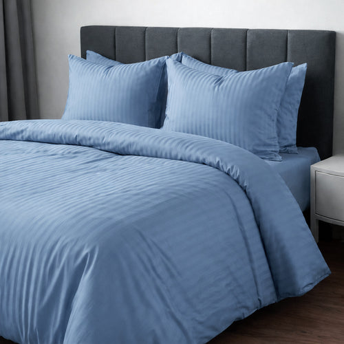 1200TC | Silky | Embossed Micro Satin | Bedsheet Set | Lake Blue