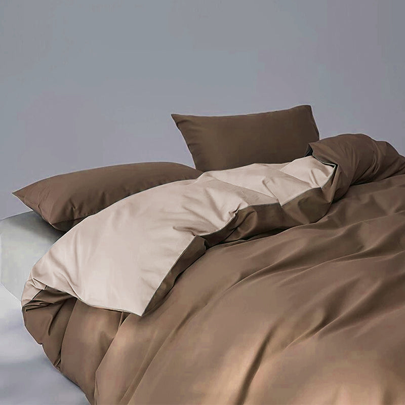 WEICH 980TC Bedding Set | Double-Sided | Quilt Cover | 100% Cotton | Coffee Brown