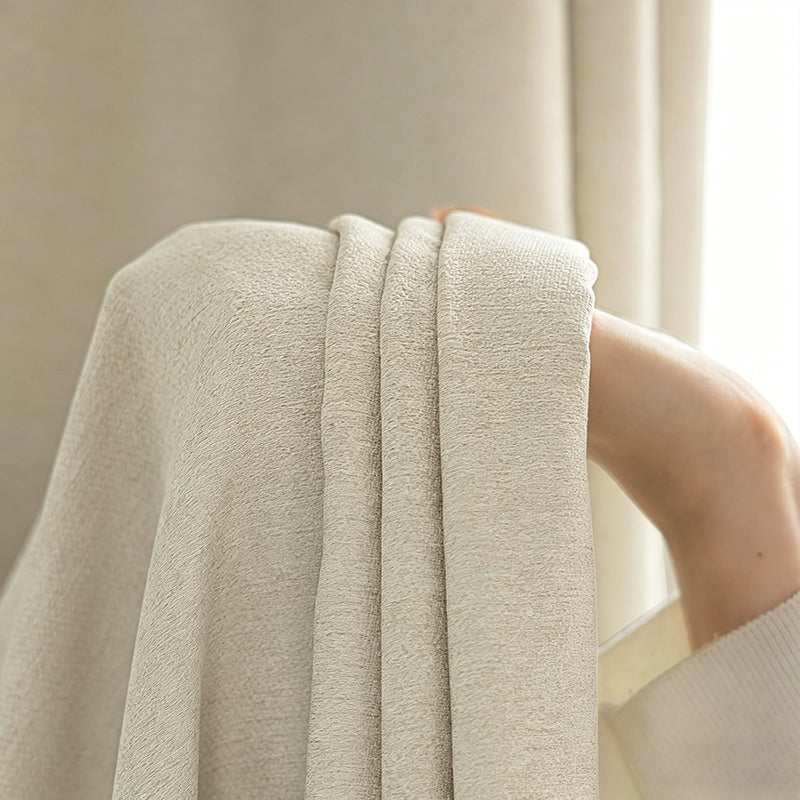 WEICH Luxury Blackout Curtains | Elegant Silk Linen Drapes | Cream White