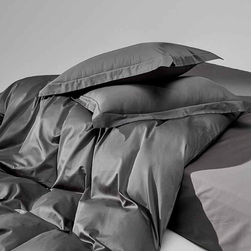 WEICH 1000TC Bedsheet Set | With Quilt Cover | 100% Combed Cotton | Soft Touch | Graphite Grey