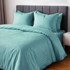 1200TC | Silky | Embossed Micro Satin | Bedsheet Set | Mint Blue