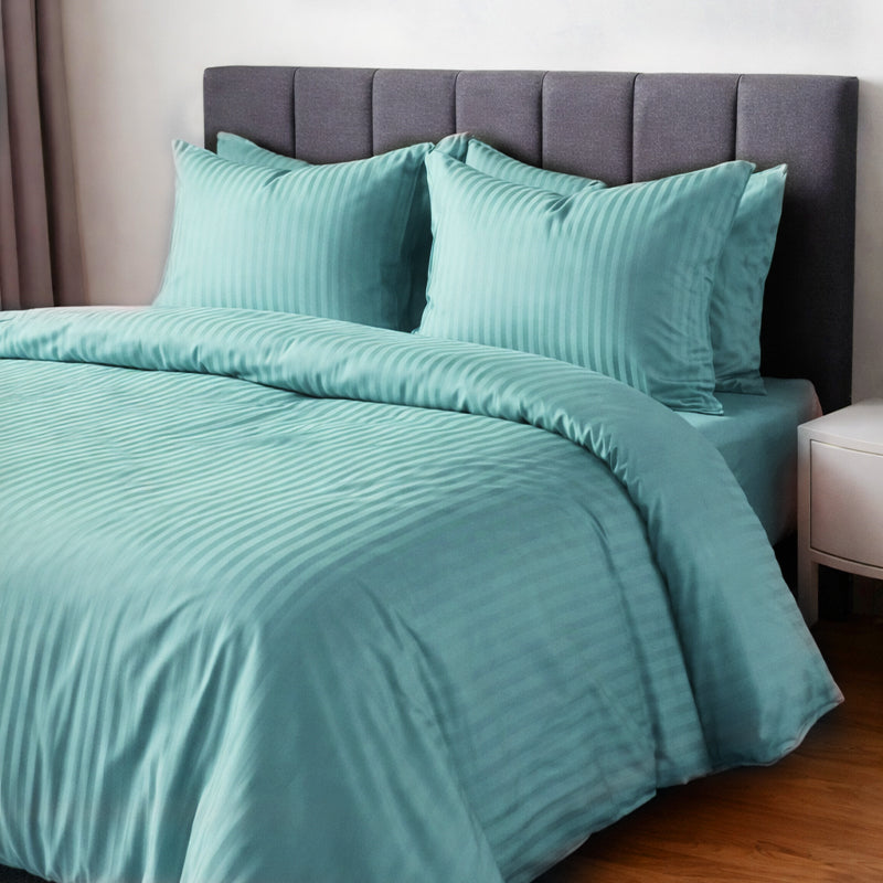 1200TC | Silky | Embossed Micro Satin | Bedsheet Set | Mint Blue