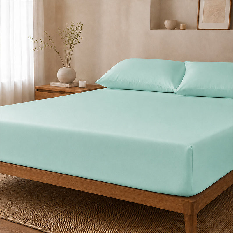WEICH Ice Cooling Waterproof Fitted Sheet Mattress Protector | Soft Breathable Water Resistant Bedsheet Cover | Single Super Single Queen King | Green
