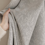 WEICH Full Blackout Jacquard Curtains | Premium Silk Linen Panels | Bedroom Living Room | Pearl Grey