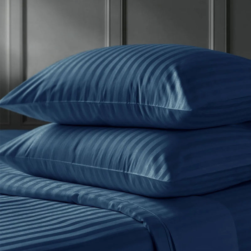 1200TC | Silky | Embossed Micro Satin | Bedsheet Set | Midnight Navy