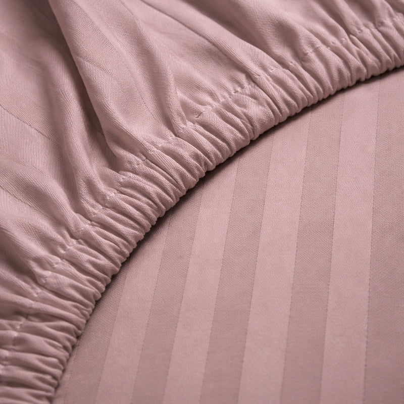 1200TC | Silky | Embossed Micro Satin | Bedsheet Set | Dusty Pink