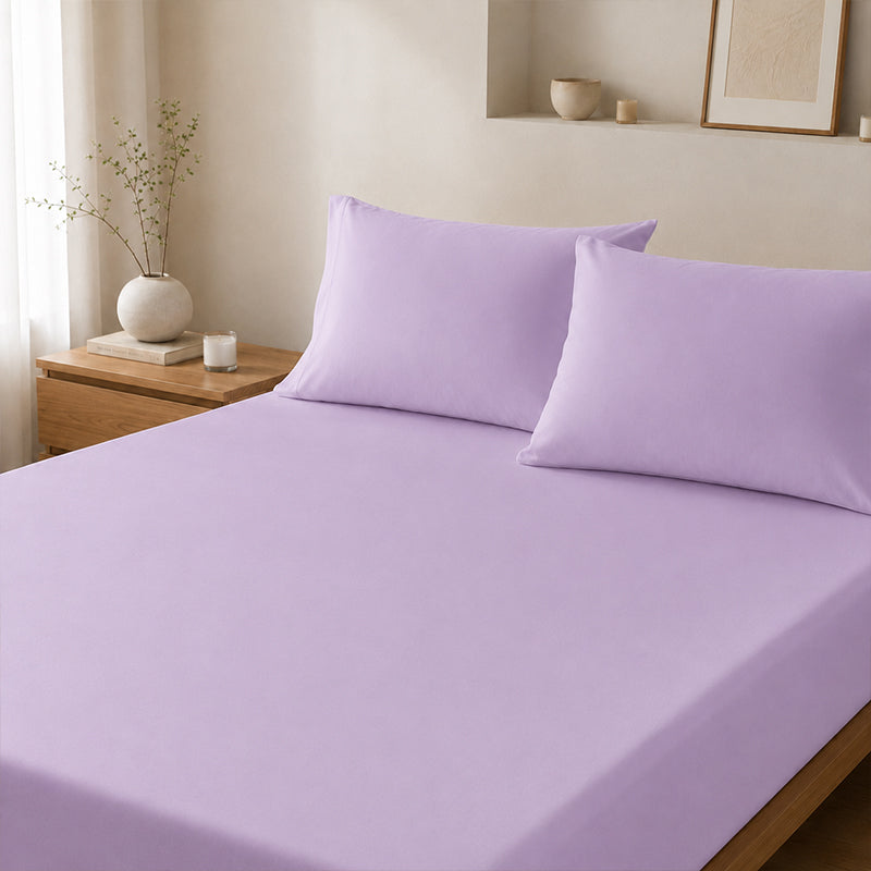 WEICH Ice Cooling Waterproof Fitted Sheet Mattress Protector | Soft Breathable Water Resistant Bedsheet Cover | Single Super Single Queen King | Purple