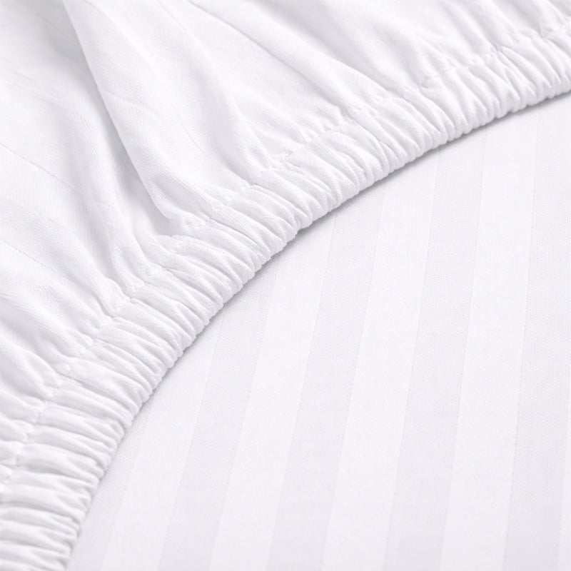 1200TC | Silky | Embossed Micro Satin | Bedsheet Set | Pure White