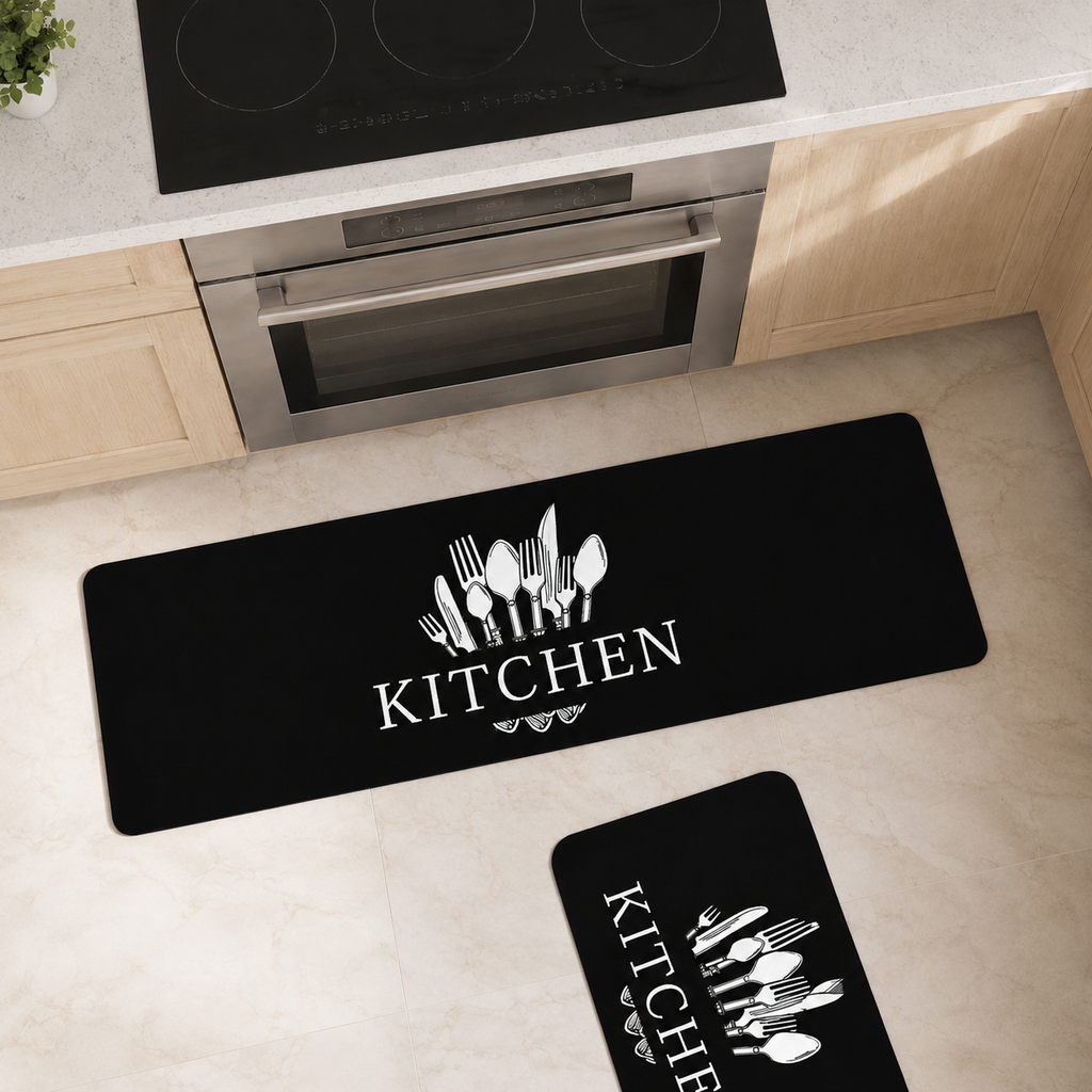 WEICH 2 in 1 Kitchen Floor Mat Water-Absorbent Non-Slip Mat Kitchen Mats Vintage Pattern Carpet | A1