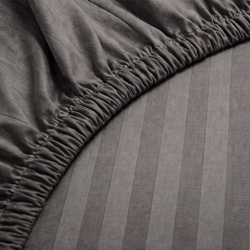 1200TC | Silky | Embossed Micro Satin | Bedsheet Set | Charcoal Grey