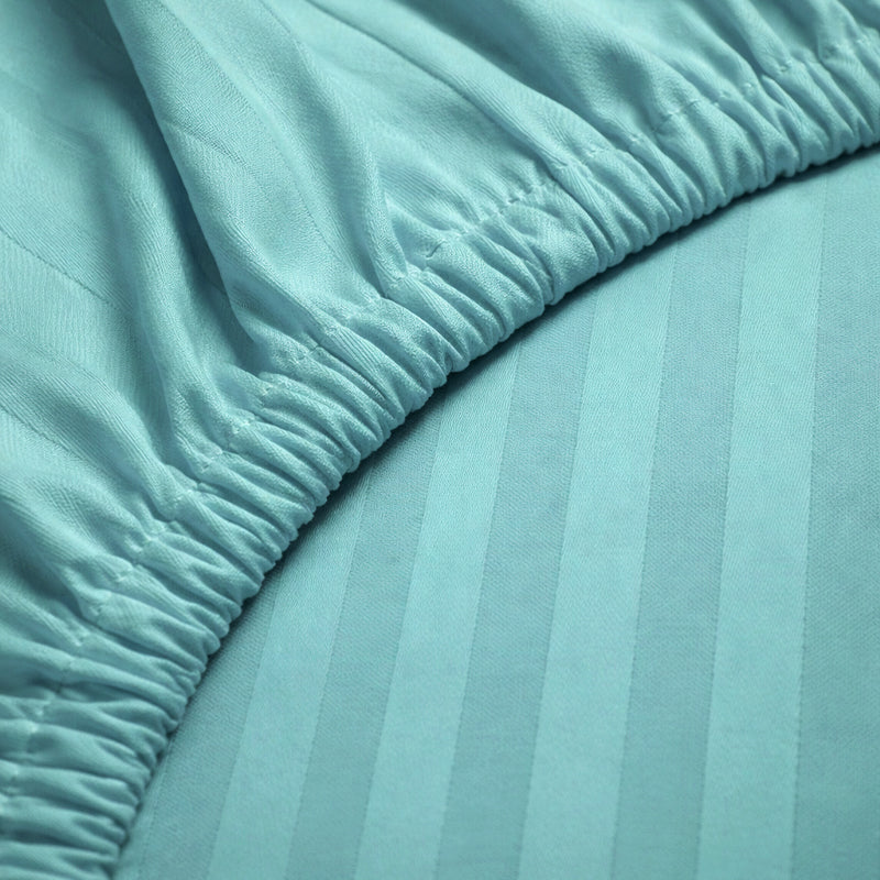 1200TC | Silky | Embossed Micro Satin | Bedsheet Set | Mint Blue