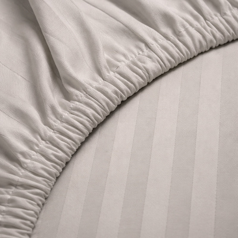 1200TC | Silky | Embossed Micro Satin | Bedsheet Set | Warm Ivory