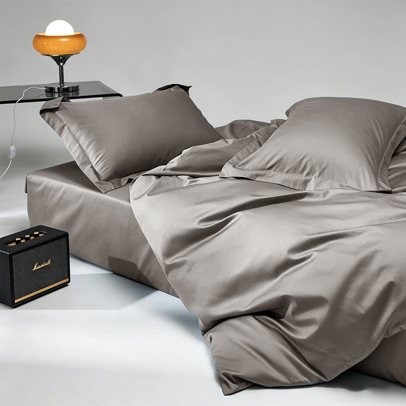 WEICH 1000TC Bedsheet Set | With Quilt Cover | 100% Combed Cotton | Soft Touch | Smoky Taupe