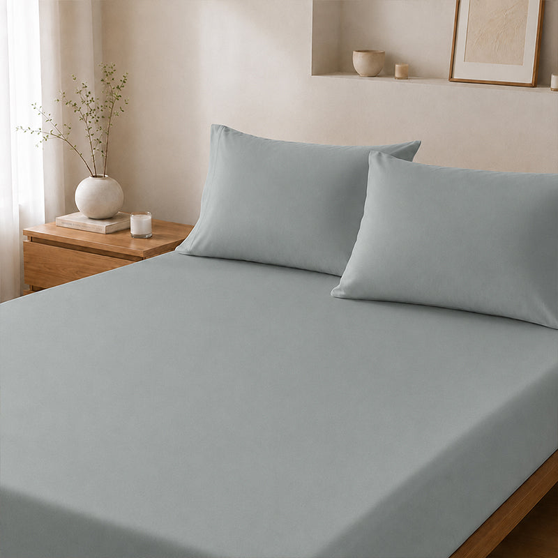 WEICH Ice Cooling Waterproof Fitted Sheet Mattress Protector | Soft Breathable Water Resistant Bedsheet Cover | Single Super Single Queen King | Grey