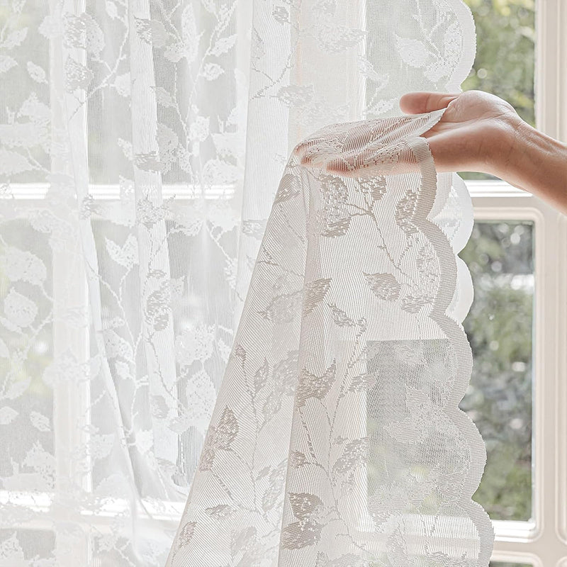 WEICH Premium Lace Sheer Curtains | Elegant Window Panels for Modern Living Spaces | Clean White