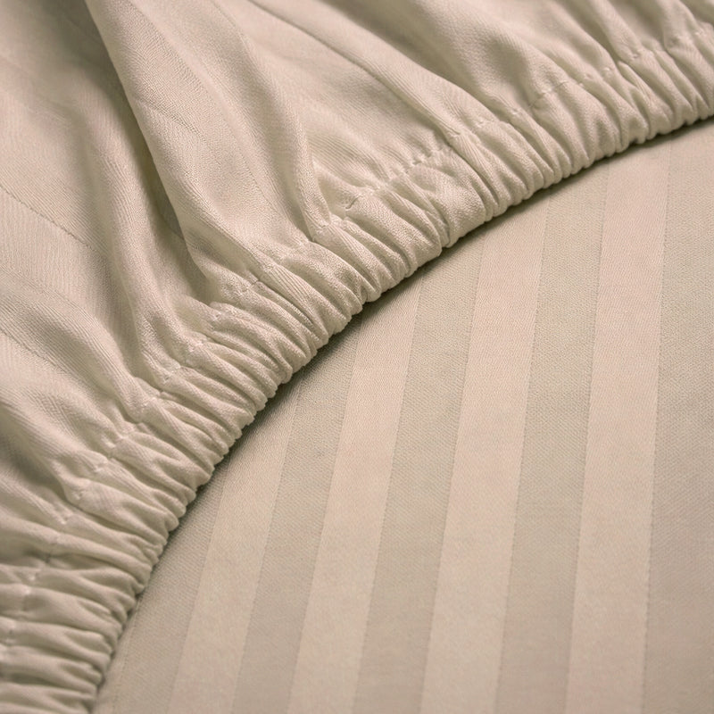 1200TC | Silky | Embossed Micro Satin | Bedsheet Set | Champagne Beige