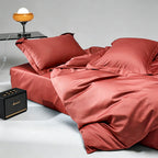 WEICH 1000TC Bedsheet Set | With Quilt Cover | 100% Combed Cotton | Soft Touch | Terracotta Red