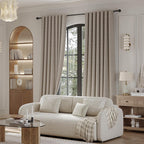 WEICH Luxury Blackout Curtains | Elegant Silk Linen Drapes | Cappuccino