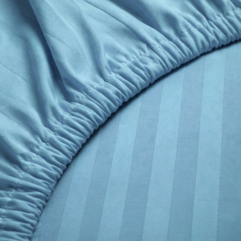 1200TC | Silky | Embossed Micro Satin | Bedsheet Set | Sky Blue