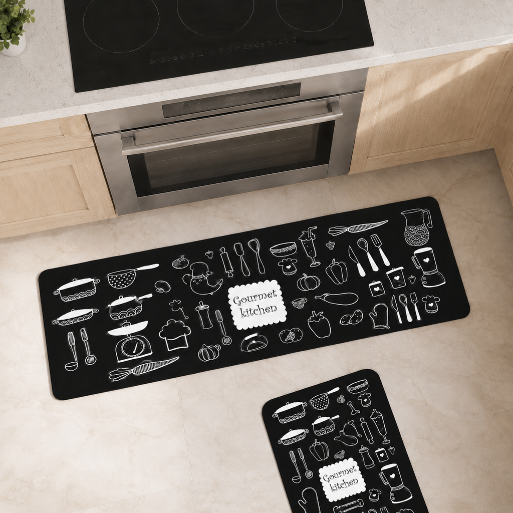 WEICH 2 in 1 Kitchen Floor Mat Water-Absorbent Non-Slip Mat Kitchen Mats Vintage Pattern Carpet | A2