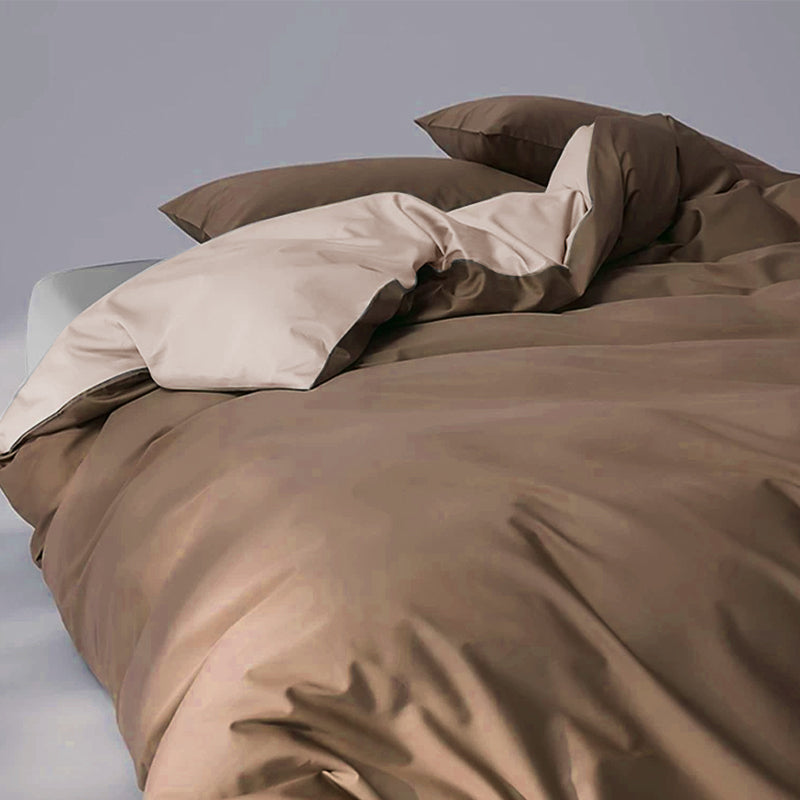 WEICH 980TC Bedding Set | Double-Sided | Quilt Cover | 100% Cotton | Coffee Brown