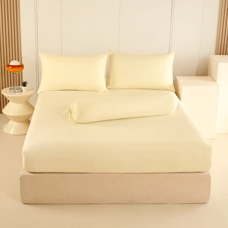 WEICH 890TC | Fitted Bedsheet Set | 100% Combed Cotton | Milkshake White