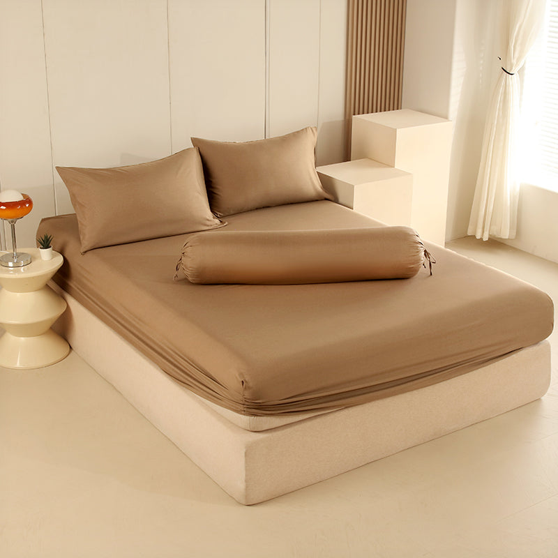 WEICH 890TC | Fitted Bedsheet Set | 100% Combed Cotton | Caramel Beige