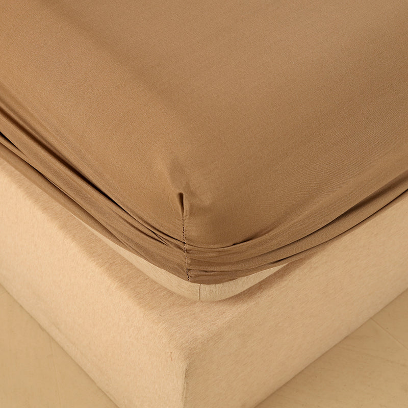 WEICH 890TC | Fitted Bedsheet Set | 100% Combed Cotton | Caramel Beige