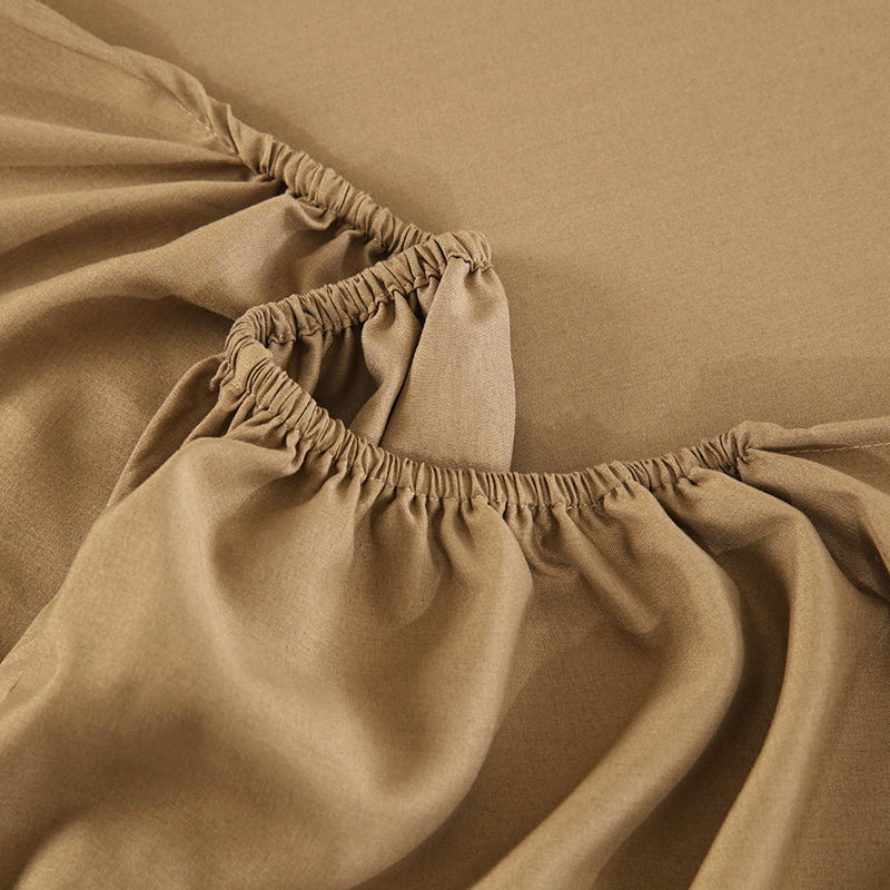 WEICH 890TC | Fitted Bedsheet Set | 100% Combed Cotton | Caramel Beige