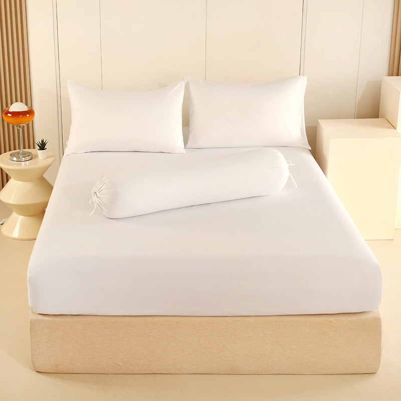 WEICH 890TC | Fitted Bedsheet Set | 100% Combed Cotton | Premium White