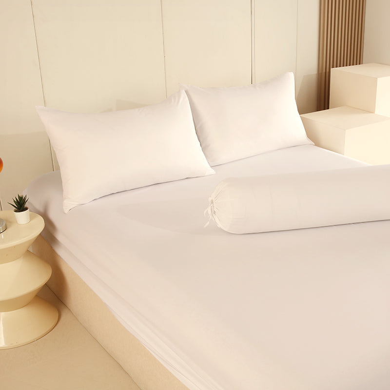 WEICH 890TC | Fitted Bedsheet Set | 100% Combed Cotton | Premium White