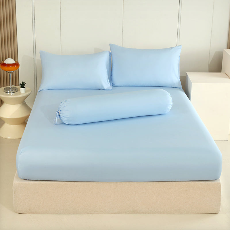 WEICH 890TC | Fitted Bedsheet Set | 100% Combed Cotton | Clear Blue