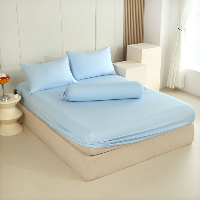 WEICH 890TC | Fitted Bedsheet Set | 100% Combed Cotton | Clear Blue