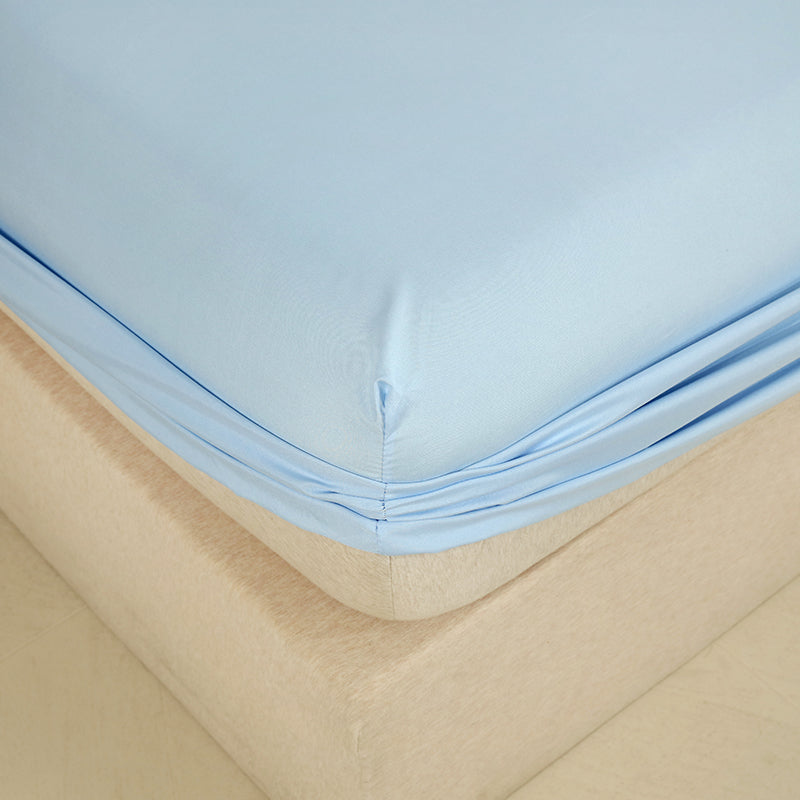 WEICH 890TC | Fitted Bedsheet Set | 100% Combed Cotton | Clear Blue