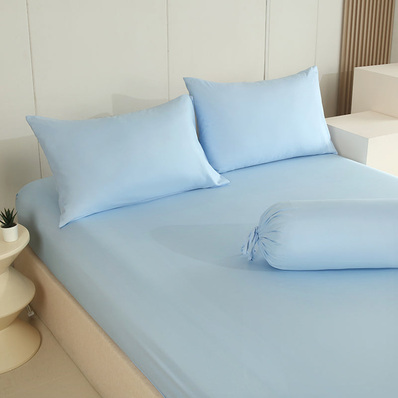 WEICH 890TC | Fitted Bedsheet Set | 100% Combed Cotton | Clear Blue