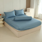 WEICH 890TC | Fitted Bedsheet Set | 100% Combed Cotton | Deep Steel Blue