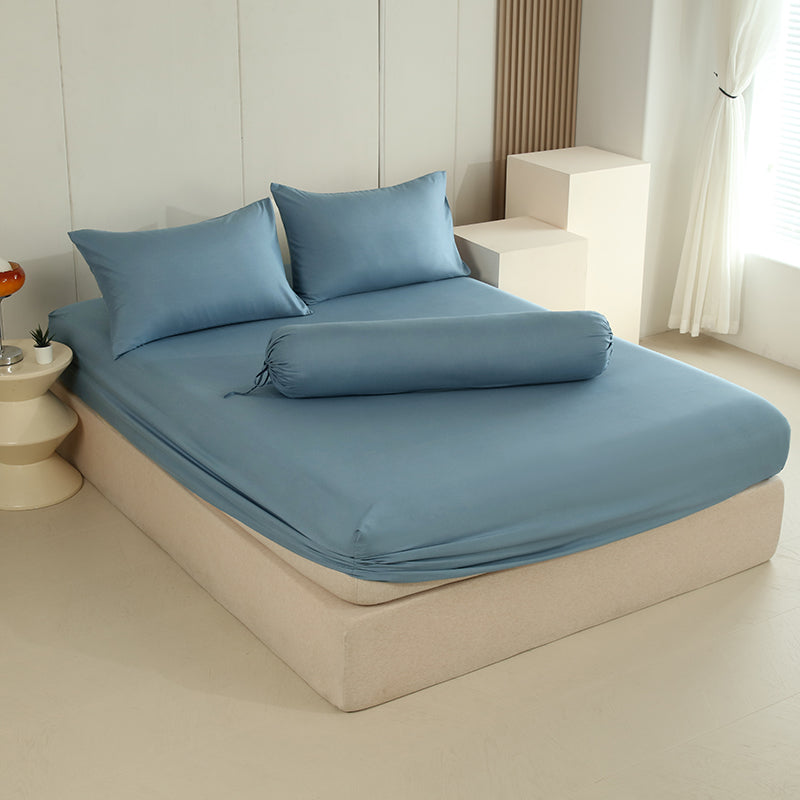 WEICH 890TC | Fitted Bedsheet Set | 100% Combed Cotton | Deep Steel Blue
