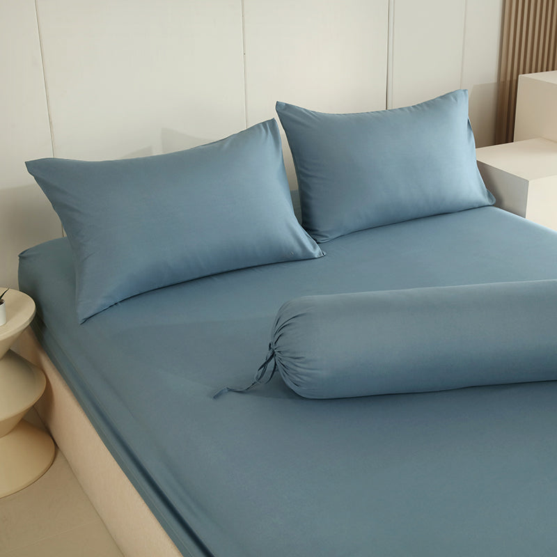 WEICH 890TC | Fitted Bedsheet Set | 100% Combed Cotton | Deep Steel Blue