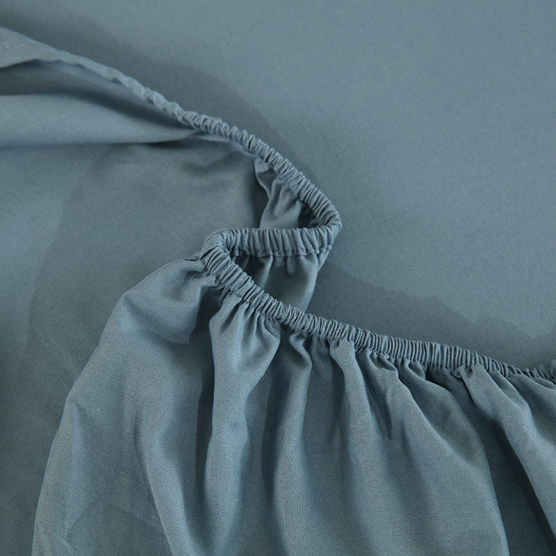 WEICH 890TC | Fitted Bedsheet Set | 100% Combed Cotton | Deep Steel Blue