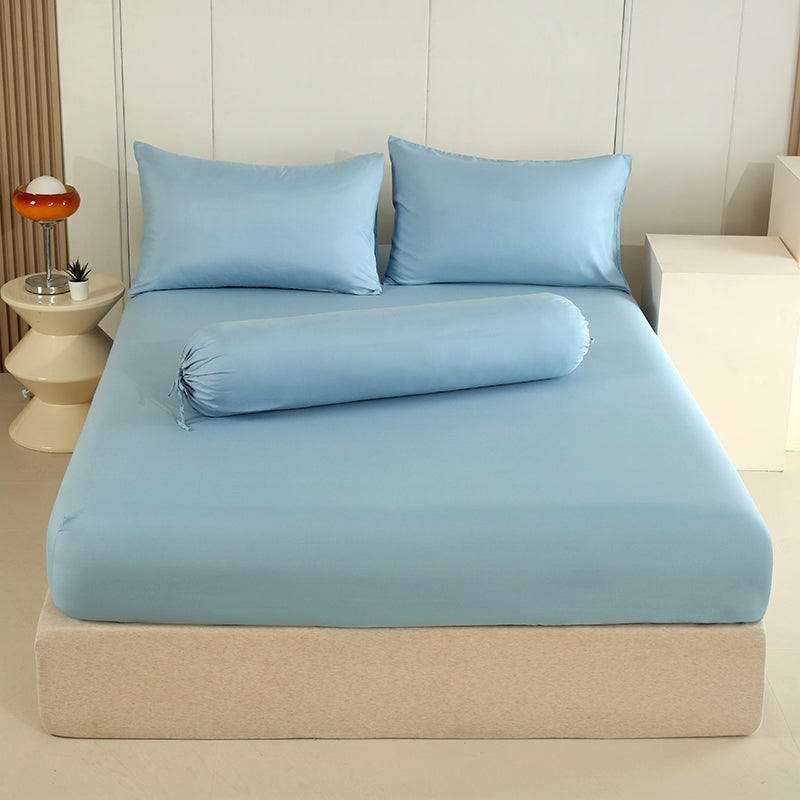 WEICH 890TC | Fitted Bedsheet Set | 100% Combed Cotton | Lake Blue