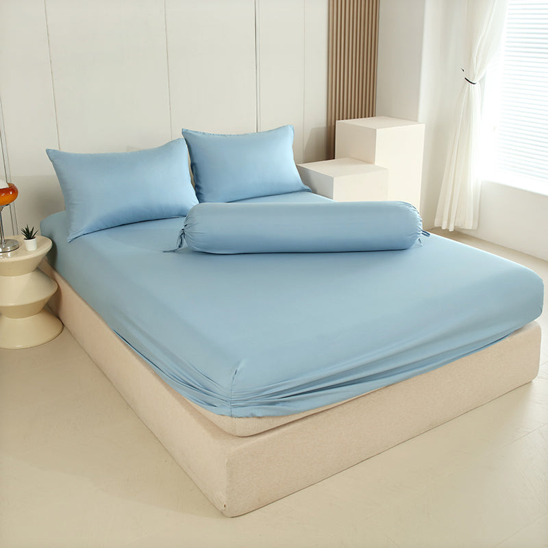 WEICH 890TC | Fitted Bedsheet Set | 100% Combed Cotton | Lake Blue
