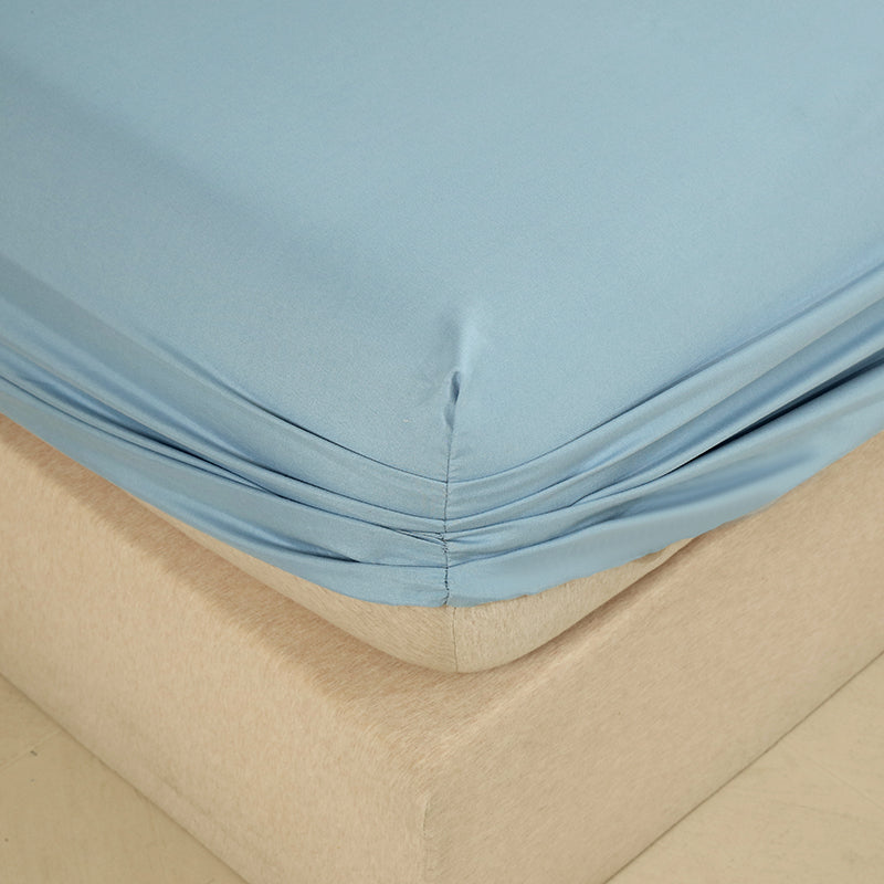 WEICH 890TC | Fitted Bedsheet Set | 100% Combed Cotton | Lake Blue