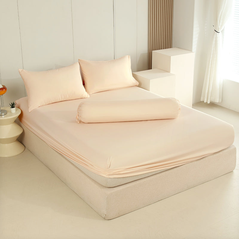 WEICH 890TC | Fitted Bedsheet Set | 100% Combed Cotton | Soft Apricot Beige
