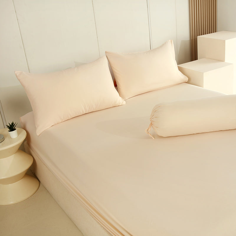 WEICH 890TC | Fitted Bedsheet Set | 100% Combed Cotton | Soft Apricot Beige