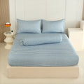 WEICH Fitted Bedsheet Set| Plaid Pattern | 100% Cotton | Checkered Blue