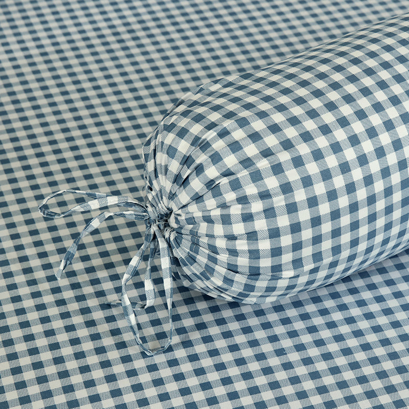 WEICH Fitted Bedsheet Set| Plaid Pattern | 100% Cotton | Checkered Blue